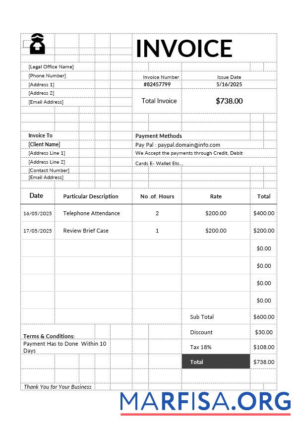 Blank Attorney Invoice Template